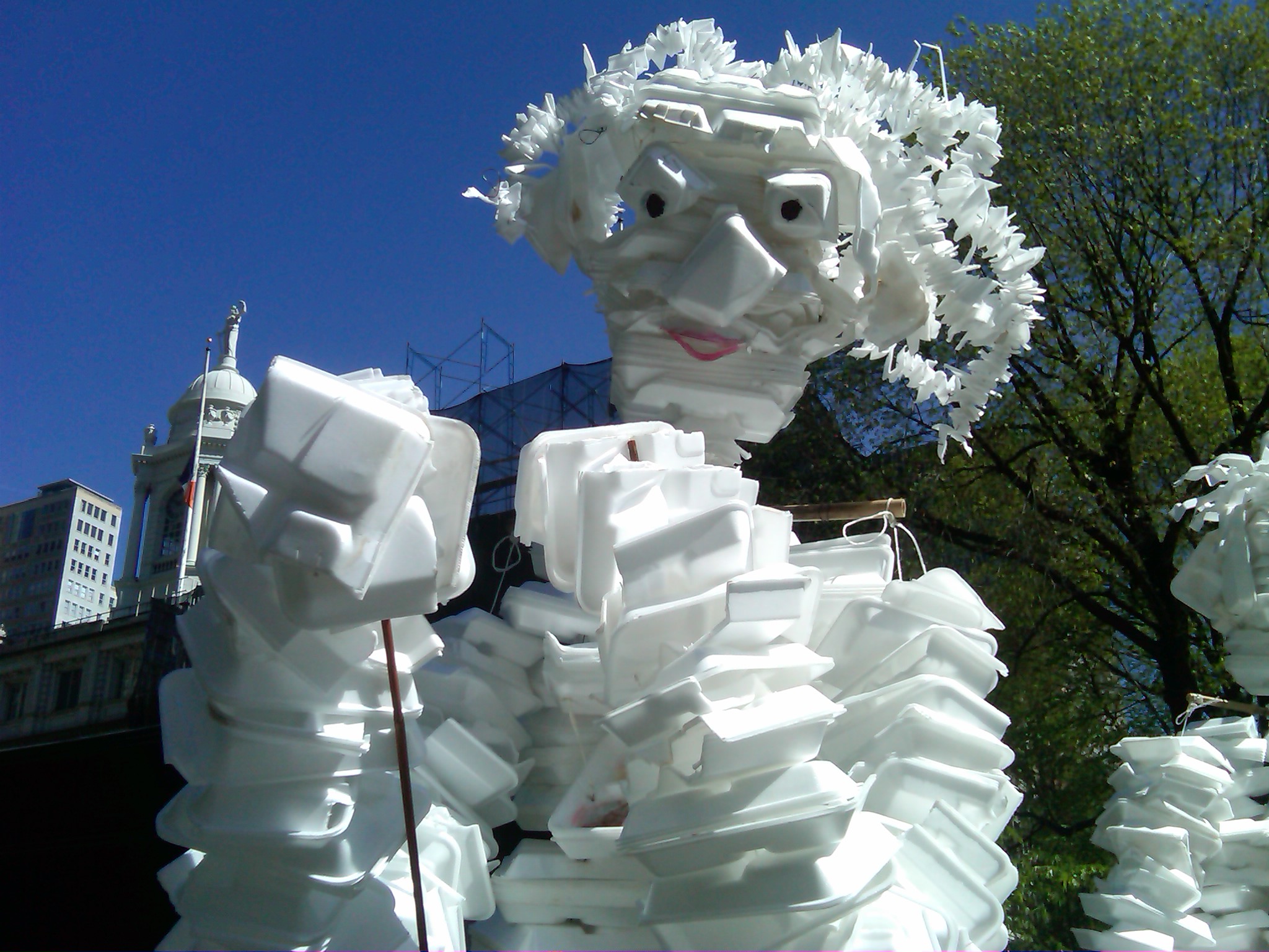 A styrofoam marionette at City Hall - New York, NY - May 1, 2012 (credit: Rich Lamb / WCBS 880)
