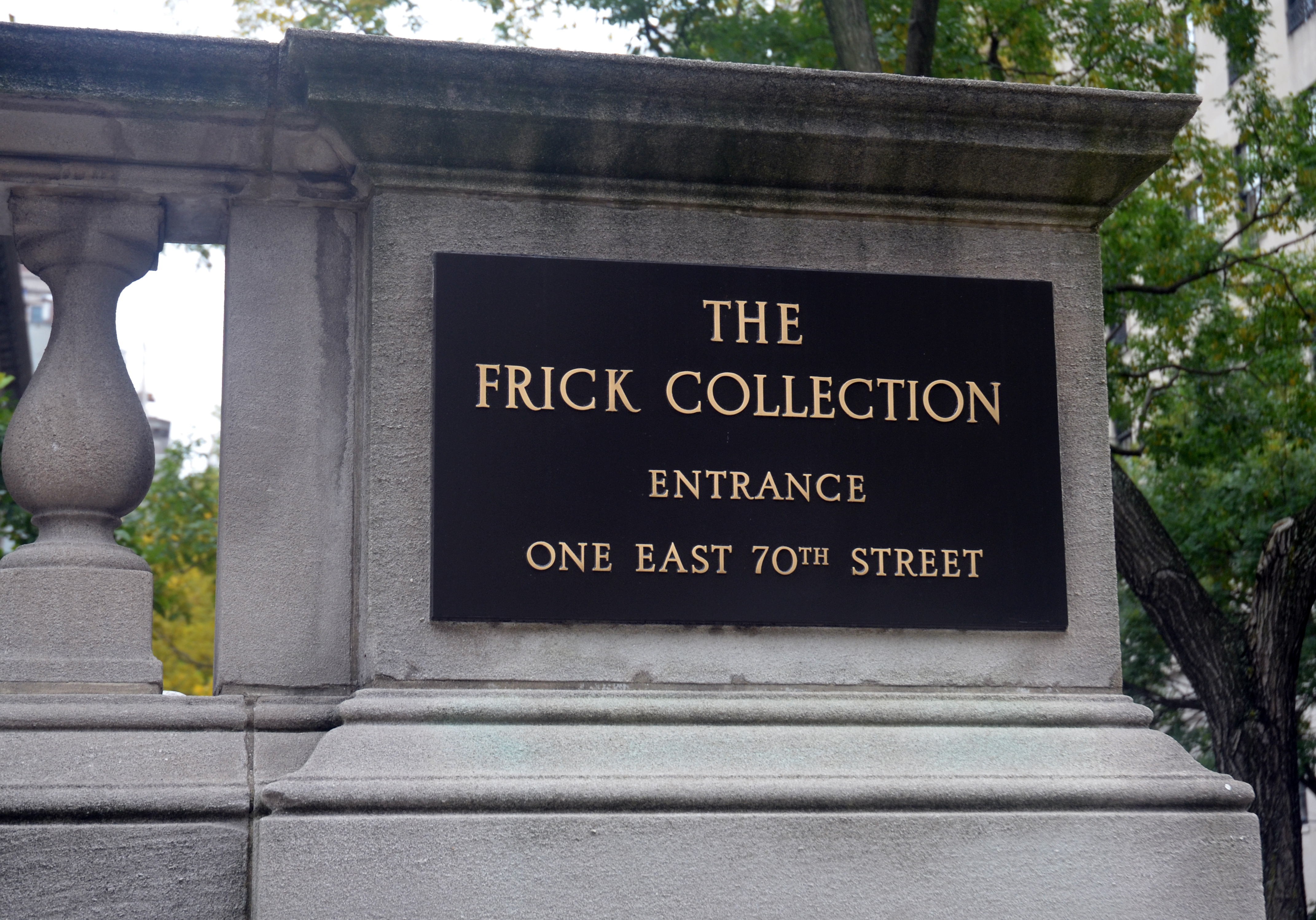 Frick Collection Entrance Sign (credit: Evan Bindelglass / CBSNewYork)