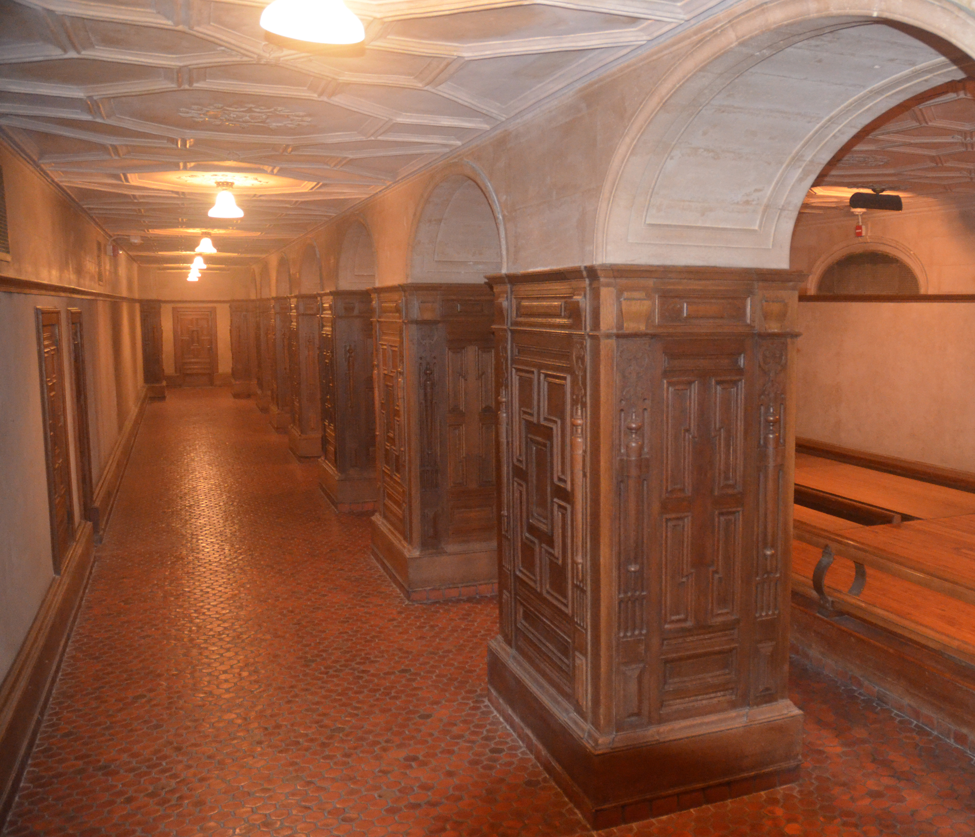 The hallway beside the bowling alley at the Frick Collection as seen in late 2012 (credit: Evan Bindelglass / CBSNewYork)