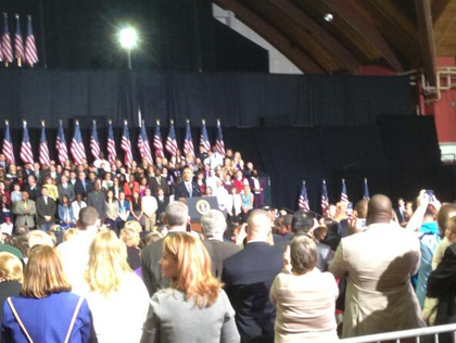 President Obama speaking in Hartford April 8, 2013. (credit: Peter Haskell/WCBS 880)