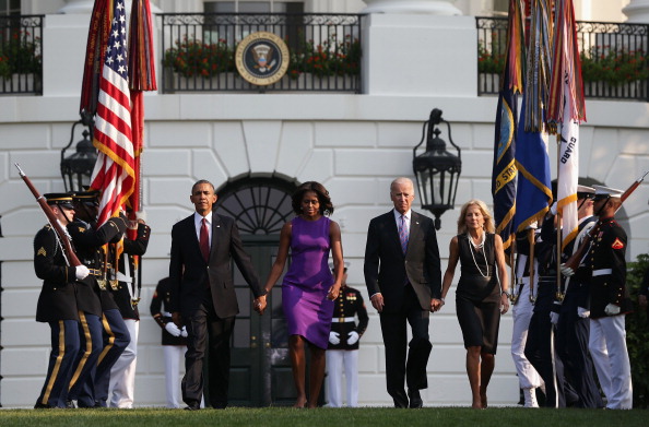The Obamas And Bidens Observe A Moment Of Silence To Mark Anniversary Of 9/11 Attacks