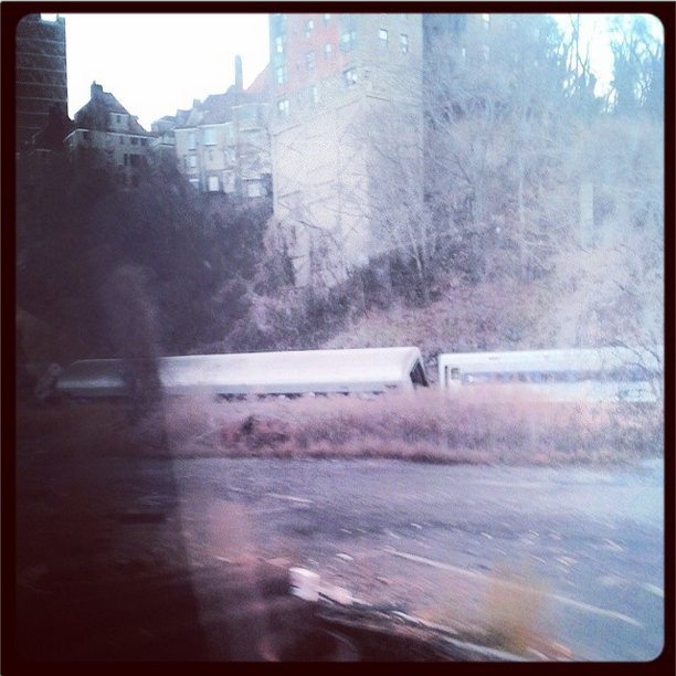 A Metro-North train derails in the Bronx on Dec. 1, 2013. (credit: squintysabre/Instagram)