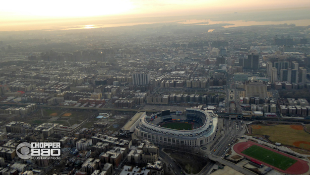 Yankee Stadium as seen from Chopper 880 on Monday, April 7, 2014. (Photo by Tom Kaminski/WCBS 880)