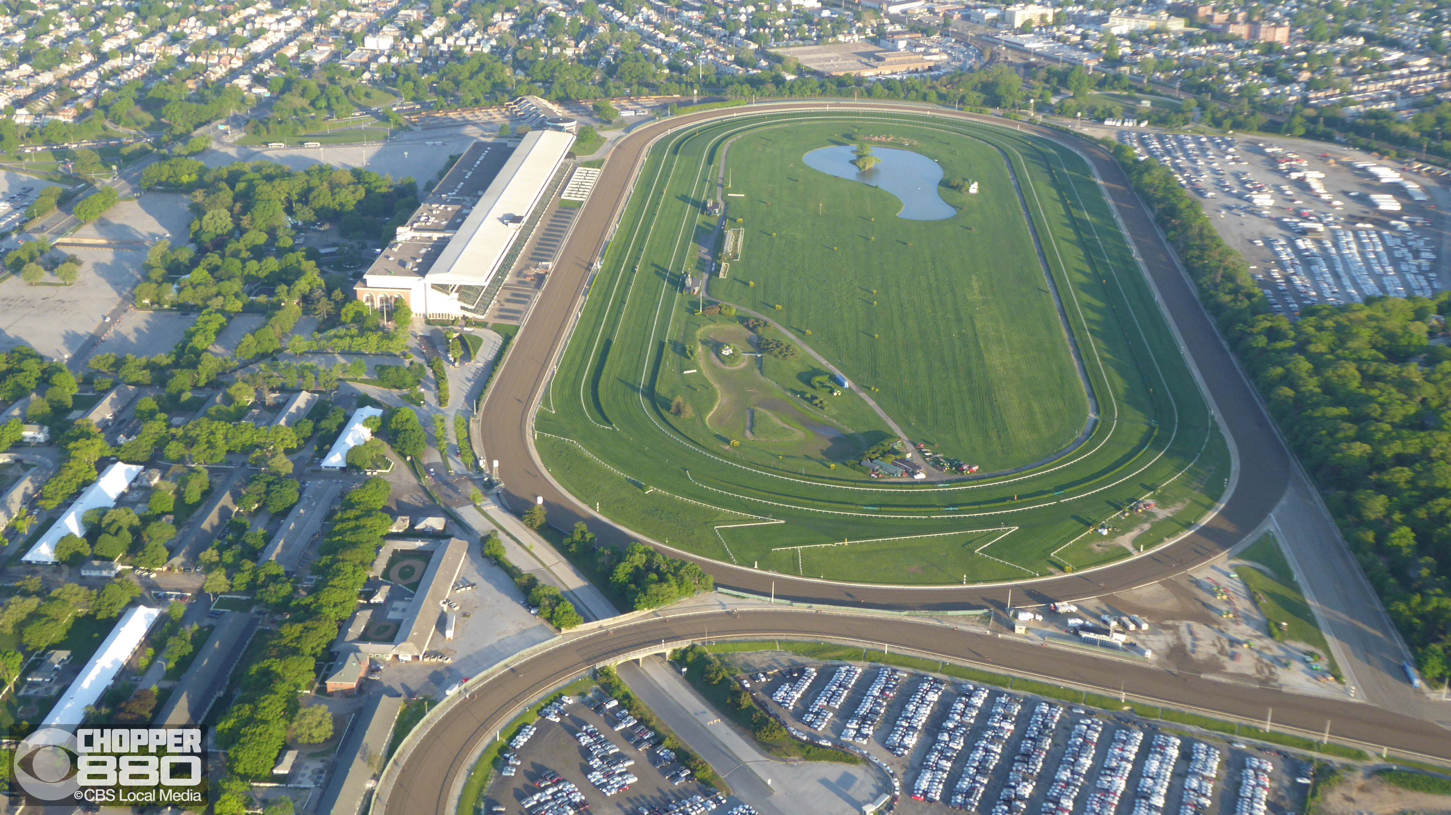 Belmont Park as seen from Chopper 880 on May 20, 2014 (Credit: Tom Kaminski/WCBS 880) 