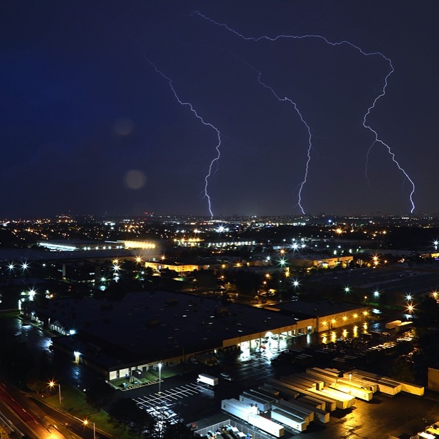 Lightning in Secaucus, N.J., looking toward New York City, on Wednesday, July 23. (Credit: Marina En)