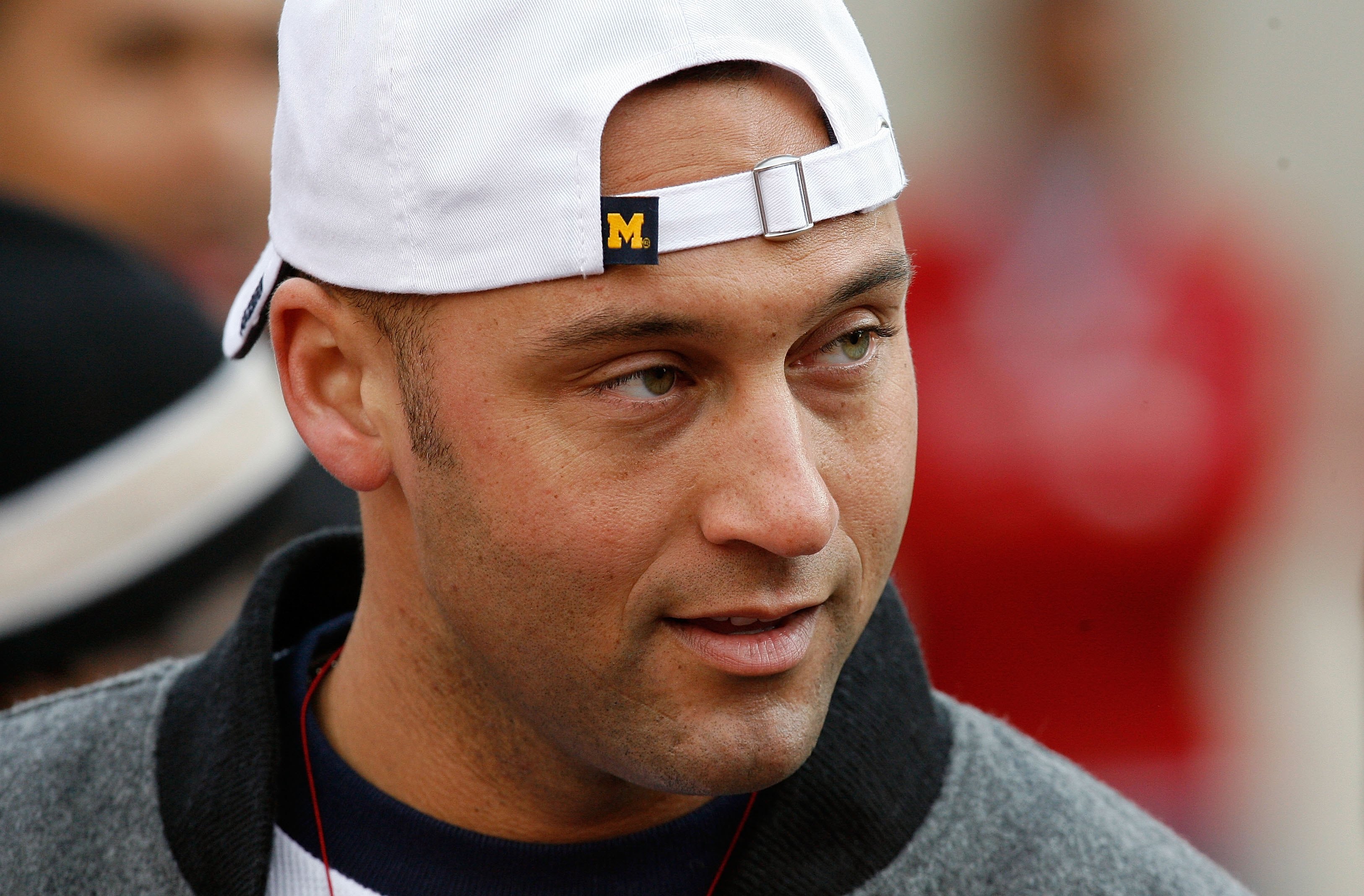Derek Jeter watches a Michigan game from the sideline on November 18, 2006.  (Photo by Gregory Shamus/Getty Images)