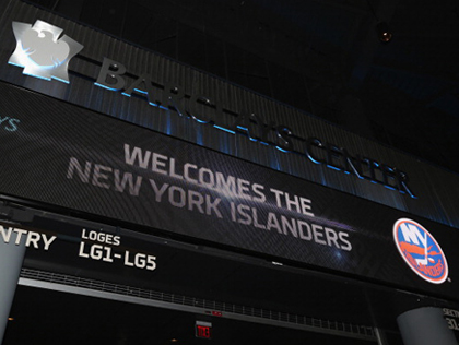  A view of the matrix board announcement of the New York Islanders' move to Brooklyn at Barclays Center on October 24, 2012. (Photo by Bruce Bennett/Getty Images) 