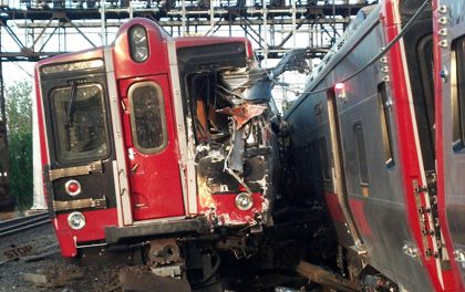 Trains following a collision on Metro-North Railroad's New Haven Line - May 17, 2013 (credit: Fairfield PD)