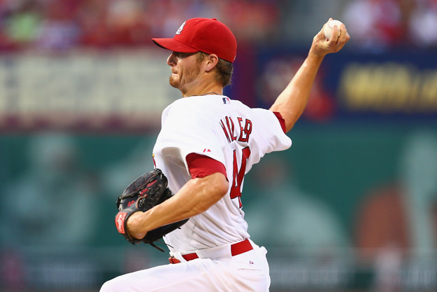 ST. LOUIS, MO - JUNE 19: Starter Shelby Miller #40 of the St. Louis Cardinals pitches against the Philadelphia Phillies in the first inning at Busch Stadium on June 19, 2014 in St. Louis, Missouri.  (Photo by Dilip Vishwanat/Getty Images)