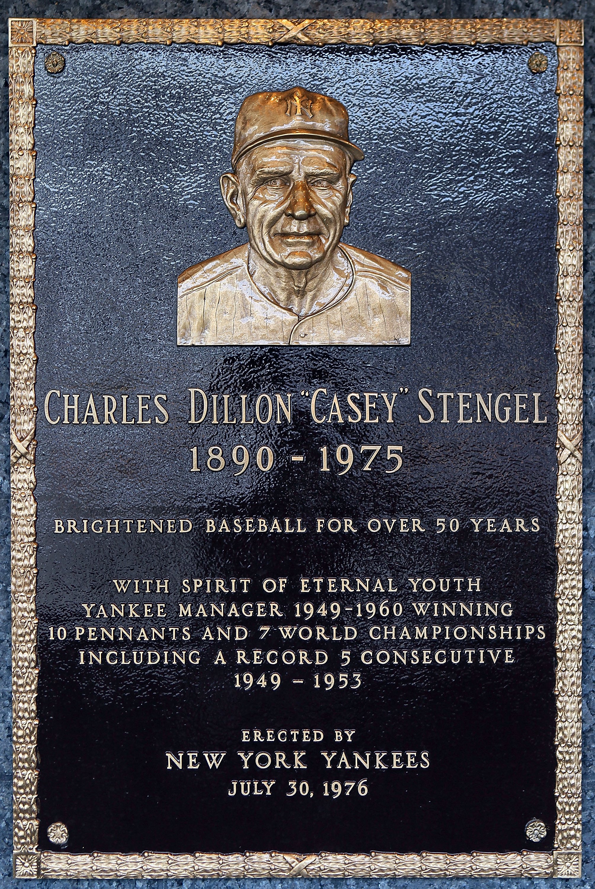 Plaque of Casey Stengel in Monument Park (Photo by Jim McIsaac/Getty Images)
