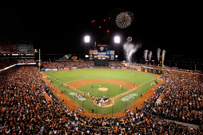 SAN FRANCISCO, CA - OCTOBER 16: The San Francisco Giants celebrate after defeating the St. Louis Cardinals 6-3 during Game Five of the National League Championship Series at AT&T Park on October 16, 2014 in San Francisco, California.