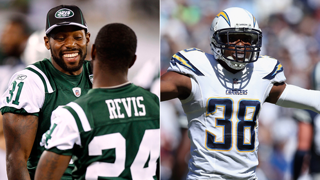 Antonio Cromartie and Darrelle Revis  (Photo by Jeff Zelevansky/Getty Images), Marcus Gilchrist (Photo by Jeff Gross/Getty Images) 