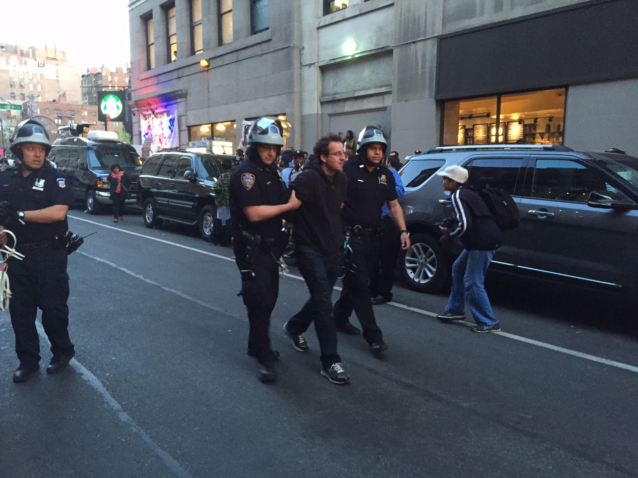 Protester being arrested during Baltimore solidarity rally