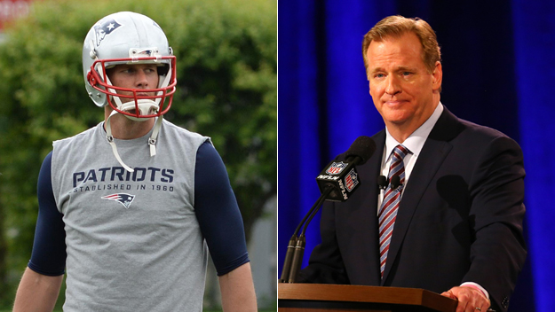 Tom Brady (Photo by Darren McCollester/Getty Images), Roger Goodell (Photo by Mike Lawrie/Getty Images