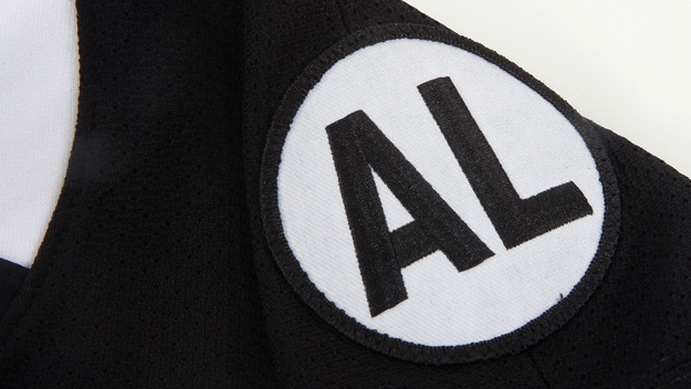 A patch dedicated to former coach Al Arbour on the New York Islanders third uniform is photographed during a session on Sept. 15, 2015 at Islanders Iceworks in Syosset, New York. (Photo by Bruce Bennett/Getty Images)