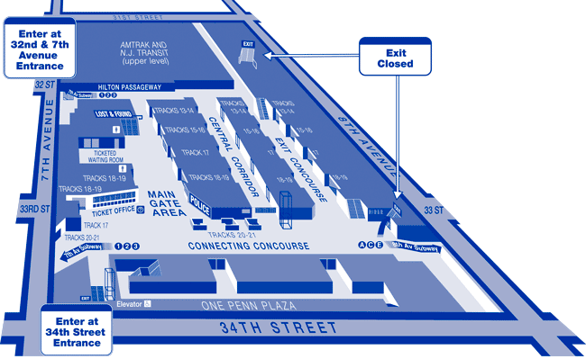 Map of entrances and exits that will be closed during Pope's Mass (Credit: MTA)