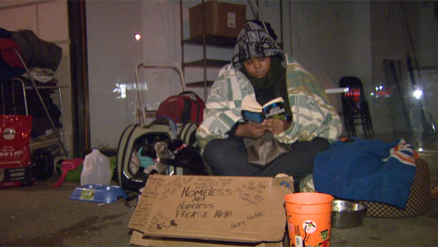 Shaunyece Darling is homeless along with her three cats and dog. (Credit: CBS2)