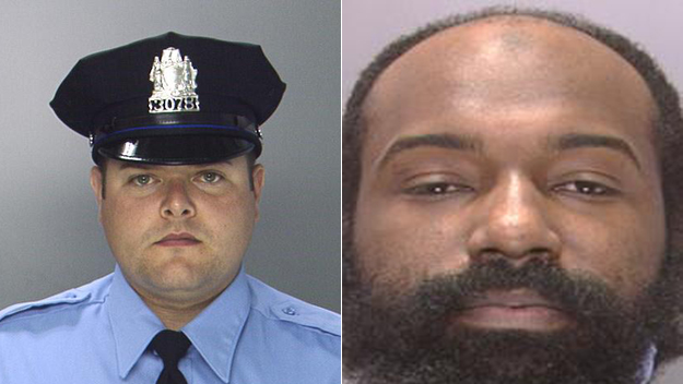 Philadelphia Police Officer Jesse Hartnett (left) and shooting suspect Edward Archer (right) (credit: Philadelphia Police department)
