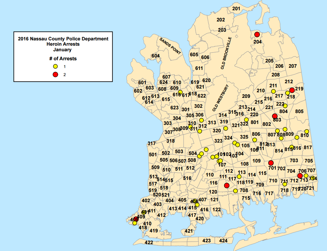 Heroin arrests in Nassau County in January 2016. (credit: Nassau County Police)