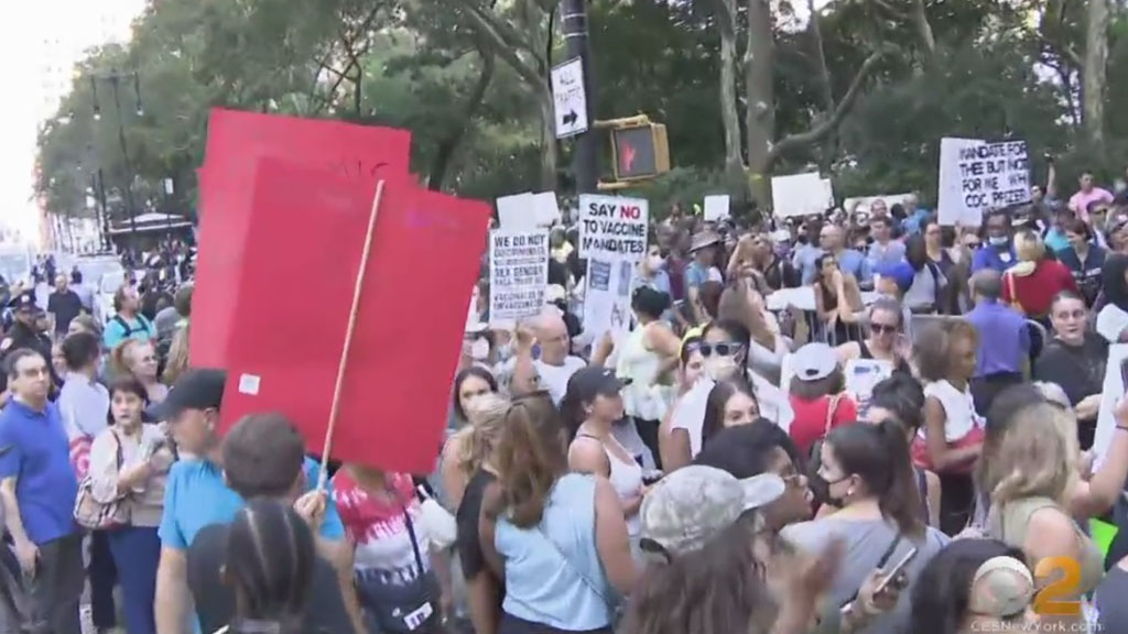 Anti-vax NYC workers protest Covid-19 vaccine mandates with massive march from Brooklyn