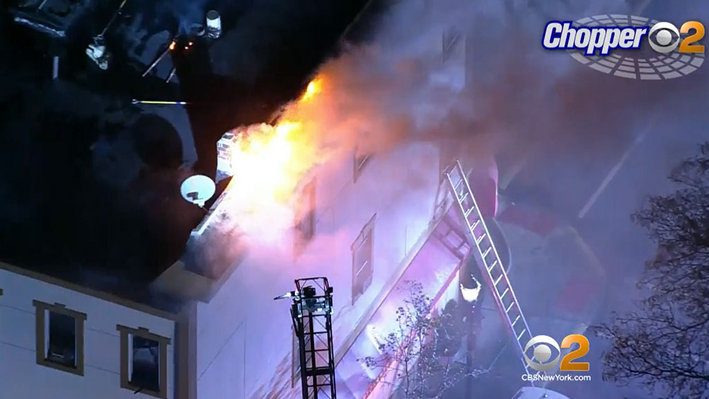 Firefighters Battle Blaze At Guttenberg Apartment Building