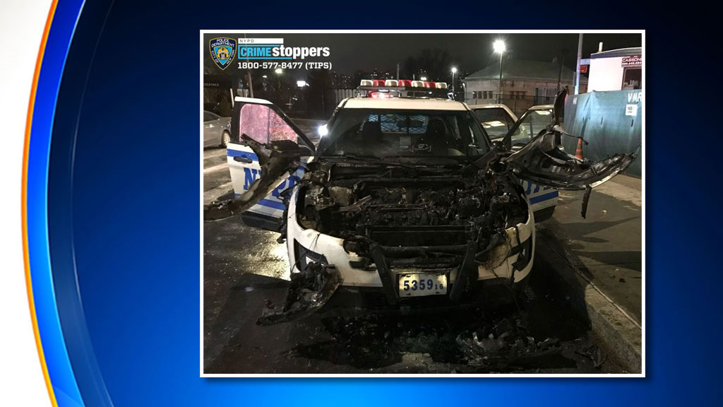 NYPD Patrol Car Fire In The Bronx Being Investigated As Possible Arson